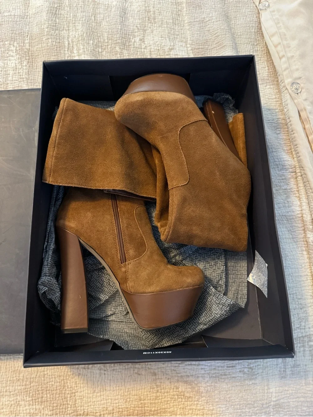 H by Halston Brown Suede Platform Ankle Boots
